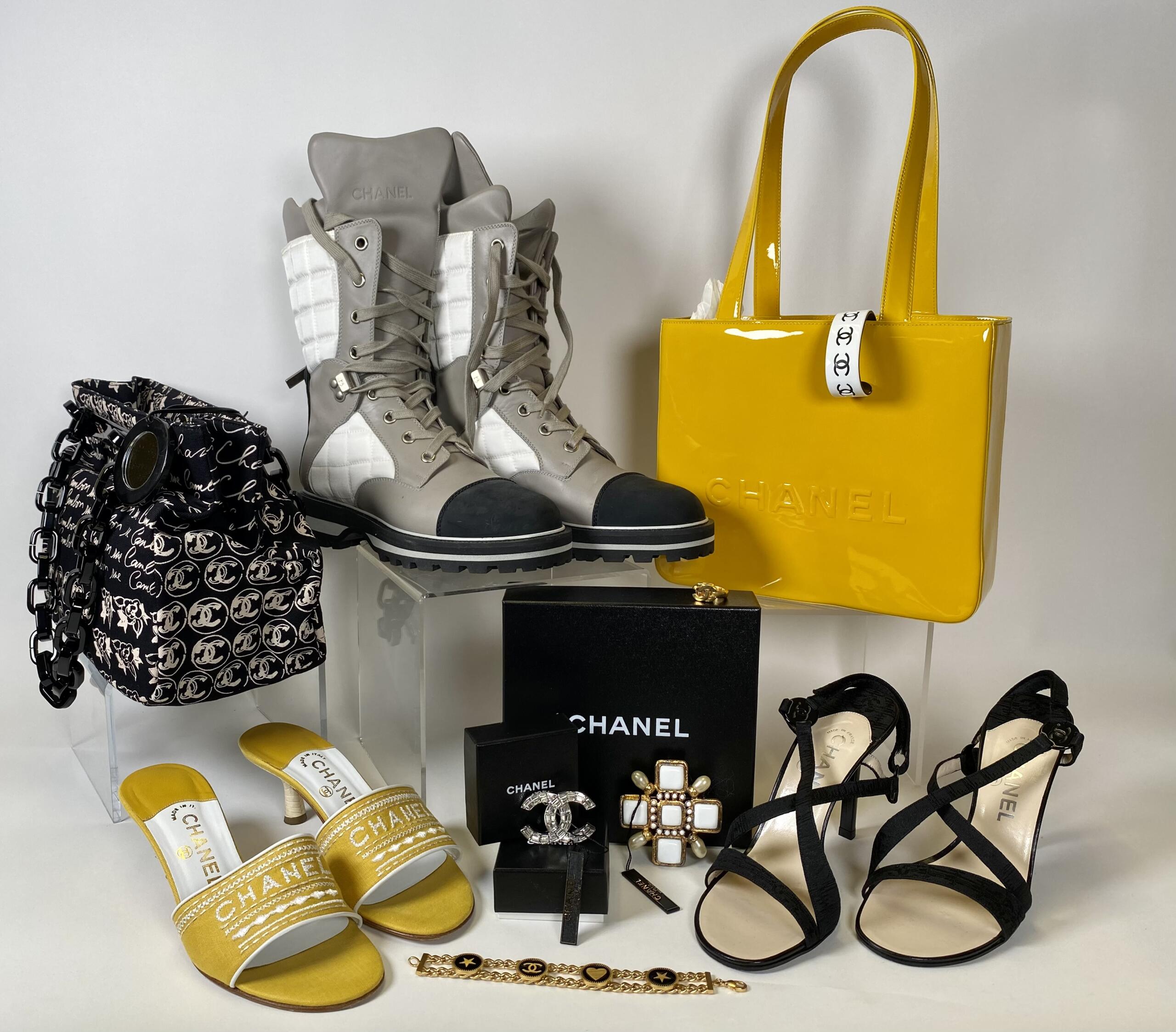 Extensive collection of authentic 1990's Chanel French luxury fashion  accessories. - Tom Hall Auctions, Inc.